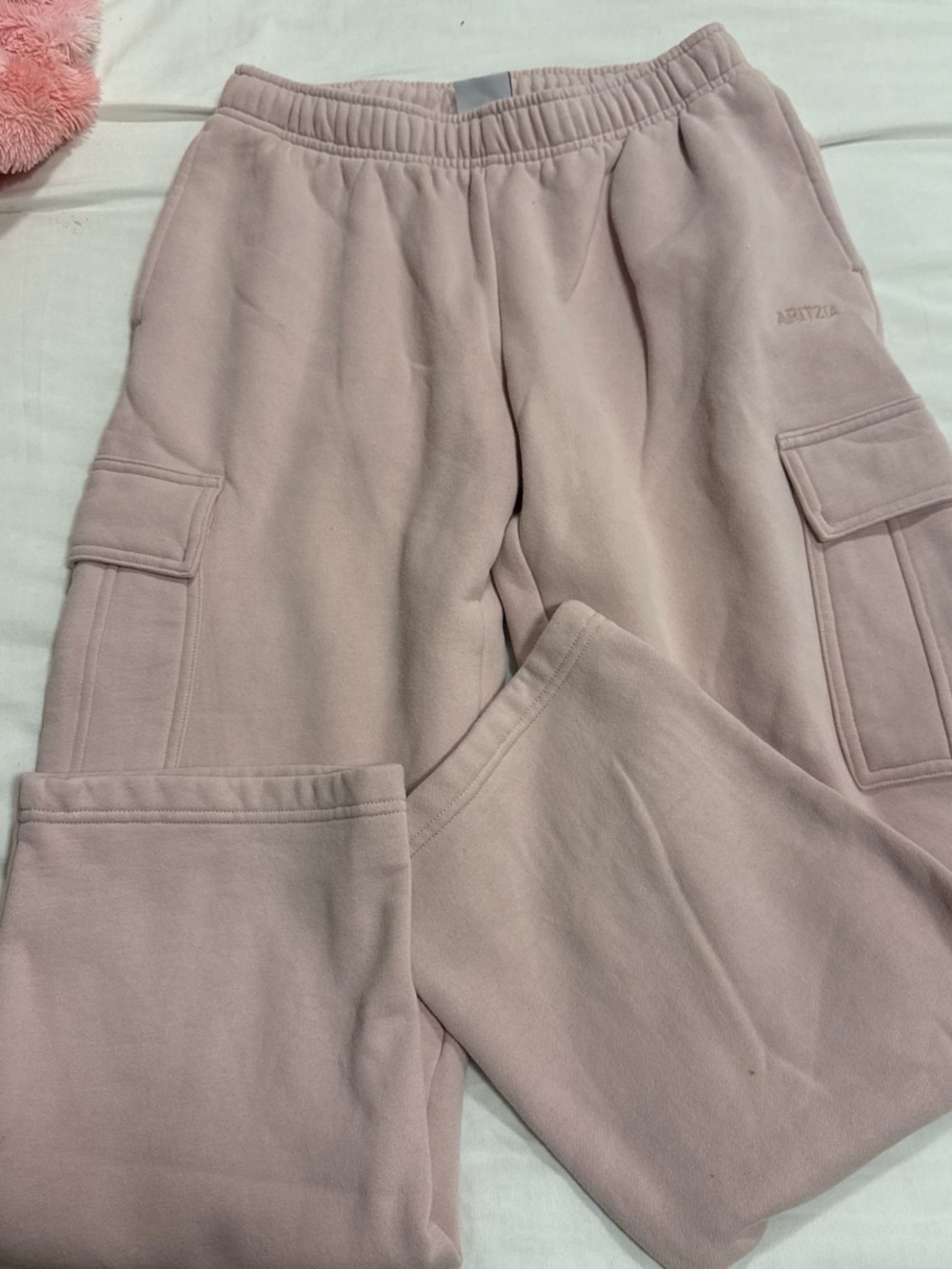 Aritzia Wide Leg Cargo Sweatpants in Dusty Pink